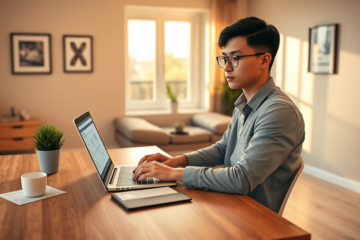 Ein Bild von einer Person, die online einen persönlichen Kredit bei Auxmoney beantragt.