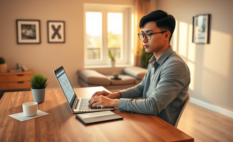 Ein Bild von einer Person, die online einen persönlichen Kredit bei Auxmoney beantragt.